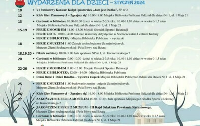 Zdjęcie do WYDARZENIA DLA DZIECI I MŁODZIEŻY STYCZEŃ 2024